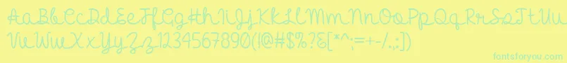 HelloHeartache Font – Green Fonts on Yellow Background