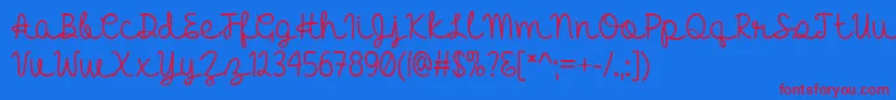 HelloHeartache Font – Red Fonts on Blue Background