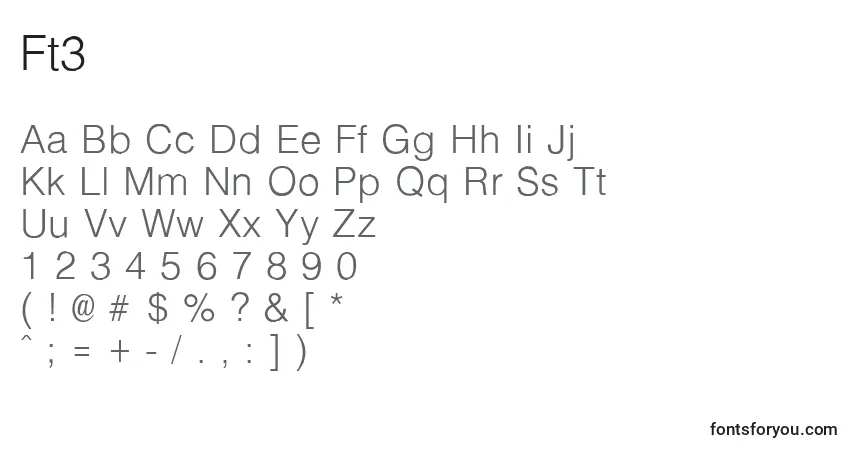 Schriftart Ft3 – Alphabet, Zahlen, spezielle Symbole