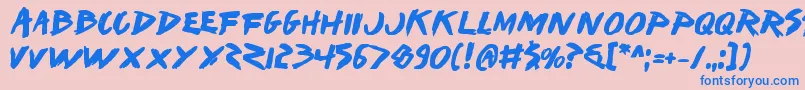 Iwantv2b Font – Blue Fonts on Pink Background