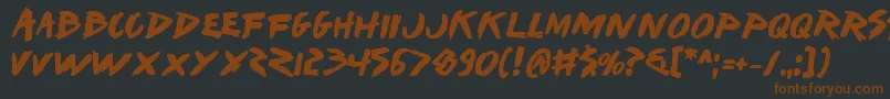 Iwantv2b-fontti – ruskeat fontit mustalla taustalla
