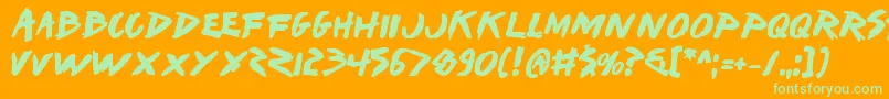 Iwantv2b Font – Green Fonts on Orange Background