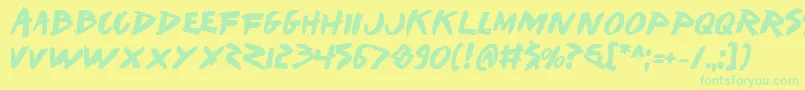 Iwantv2b Font – Green Fonts on Yellow Background