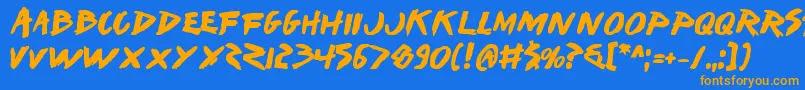 Iwantv2b Font – Orange Fonts on Blue Background