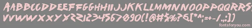 Fonte Iwantv2b – fontes rosa em um fundo cinza