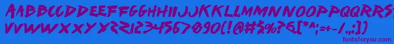 Iwantv2b Font – Purple Fonts on Blue Background
