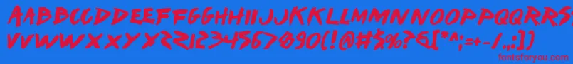 フォントIwantv2b – 赤い文字の青い背景