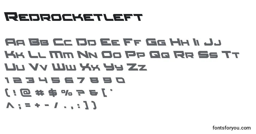Redrocketleft-fontti – aakkoset, numerot, erikoismerkit
