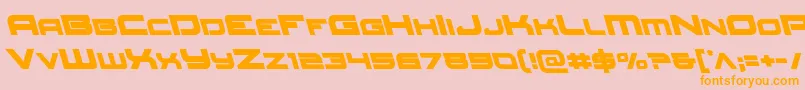フォントRedrocketleft – オレンジの文字がピンクの背景にあります。