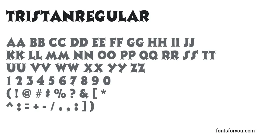 A fonte TristanRegular – alfabeto, números, caracteres especiais