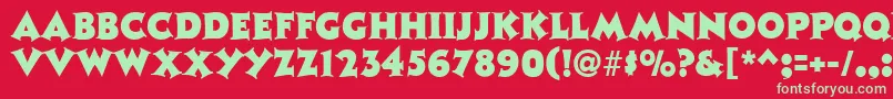 フォントTristanRegular – 赤い背景に緑の文字