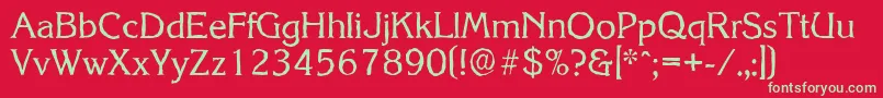 フォントKorinthantiqueRegular – 赤い背景に緑の文字