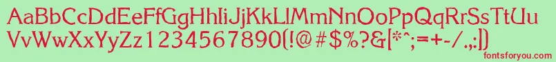 フォントKorinthantiqueRegular – 赤い文字の緑の背景