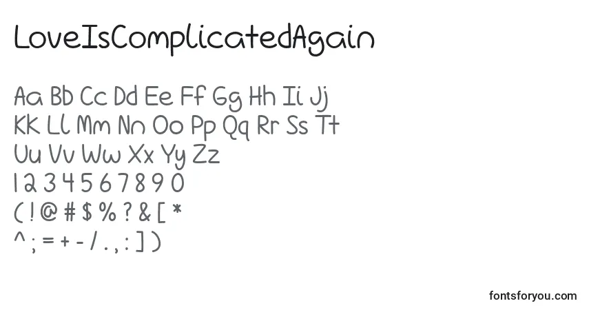 Schriftart LoveIsComplicatedAgain – Alphabet, Zahlen, spezielle Symbole