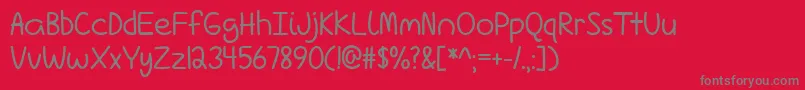 LoveIsComplicatedAgain-Schriftart – Graue Schriften auf rotem Hintergrund