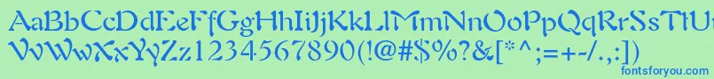 Auriolltstd Font – Blue Fonts on Green Background