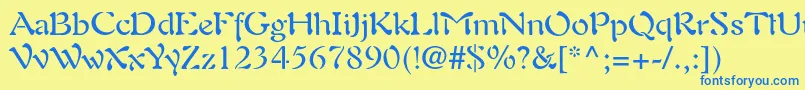 Auriolltstd Font – Blue Fonts on Yellow Background