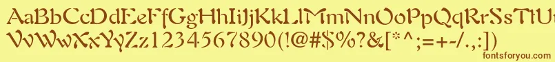 Auriolltstd Font – Brown Fonts on Yellow Background