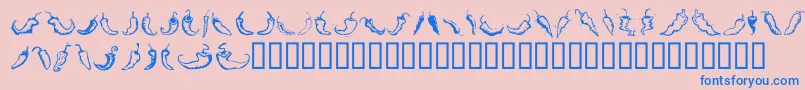 フォントChiliPepperDingbats – ピンクの背景に青い文字