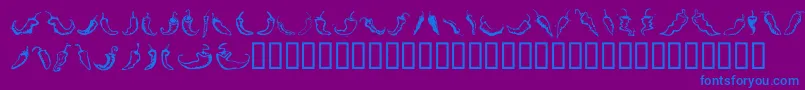 ChiliPepperDingbats-Schriftart – Blaue Schriften auf violettem Hintergrund