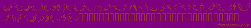 ChiliPepperDingbats-fontti – ruskeat fontit violetilla taustalla