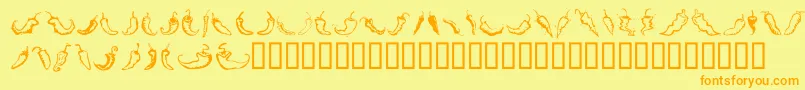 フォントChiliPepperDingbats – オレンジの文字が黄色の背景にあります。