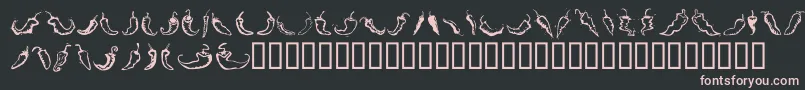 ChiliPepperDingbats-fontti – vaaleanpunaiset fontit mustalla taustalla
