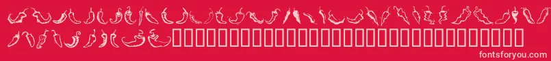 ChiliPepperDingbats-fontti – vaaleanpunaiset fontit punaisella taustalla