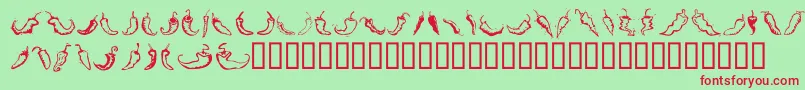 フォントChiliPepperDingbats – 赤い文字の緑の背景
