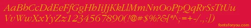 ClassicRussianItalic.001.001 Font – Orange Fonts on Red Background