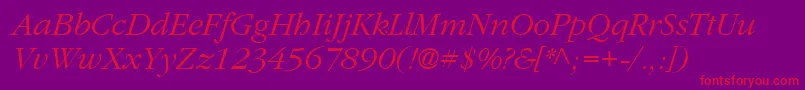 ClassicRussianItalic.001.001 Font – Red Fonts on Purple Background