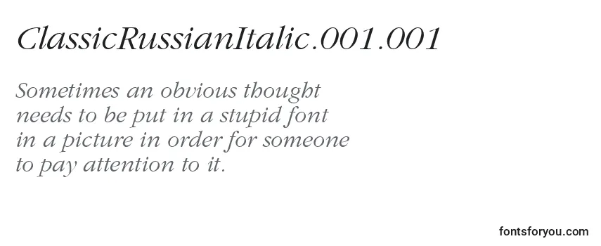 Review of the ClassicRussianItalic.001.001 Font