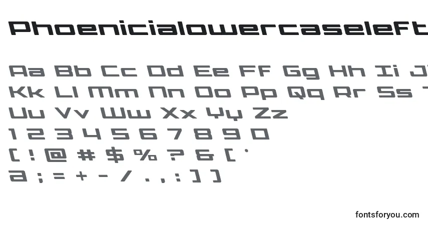 Czcionka Phoenicialowercaseleft – alfabet, cyfry, specjalne znaki