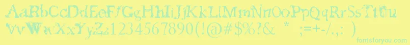Fonte FeedMyFrankenstein – fontes verdes em um fundo amarelo