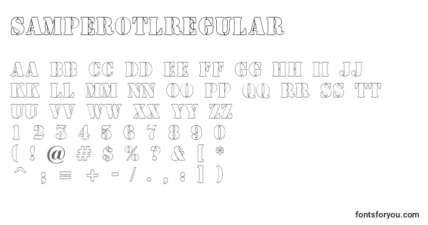 Czcionka SamperotlRegular – alfabet, cyfry, specjalne znaki