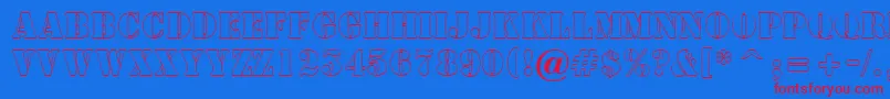 SamperotlRegular-Schriftart – Rote Schriften auf blauem Hintergrund