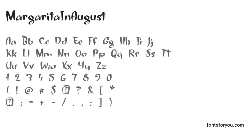 Шрифт MargaritaInAugust – алфавит, цифры, специальные символы