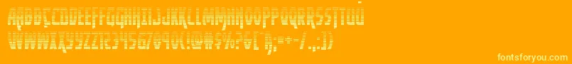 Yankeeclippergrad-Schriftart – Gelbe Schriften auf orangefarbenem Hintergrund