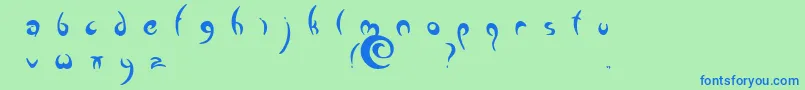 フォントGreenman – 青い文字は緑の背景です。