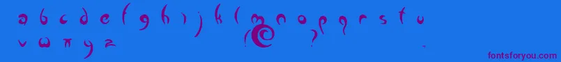 Greenman-Schriftart – Violette Schriften auf blauem Hintergrund