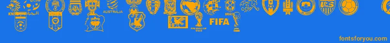 Wc2k14-fontti – oranssit fontit sinisellä taustalla