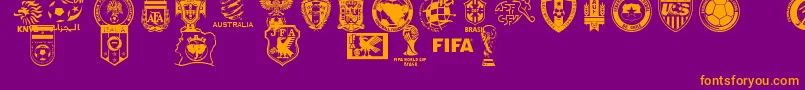 Fonte Wc2k14 – fontes laranjas em um fundo violeta