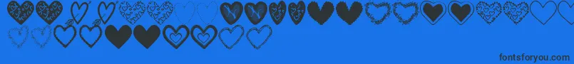 Fonte HeartsShapesTfb – fontes pretas em um fundo azul