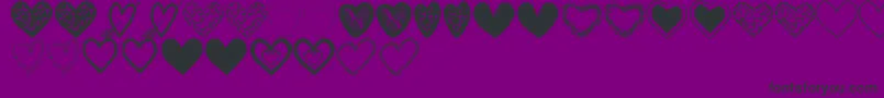 HeartsShapesTfb-Schriftart – Schwarze Schriften auf violettem Hintergrund