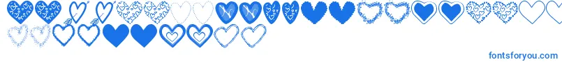 Fonte HeartsShapesTfb – fontes azuis em um fundo branco