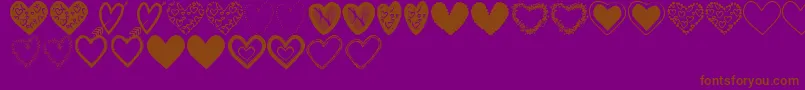 Fonte HeartsShapesTfb – fontes marrons em um fundo roxo