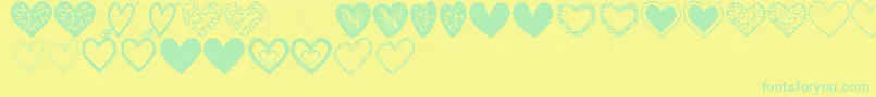 Police HeartsShapesTfb – polices vertes sur fond jaune