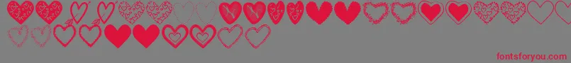 HeartsShapesTfb Font – Red Fonts on Gray Background