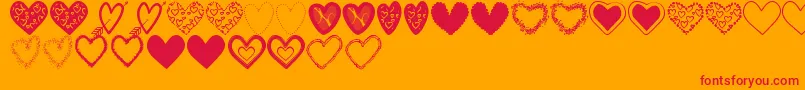 HeartsShapesTfb Font – Red Fonts on Orange Background