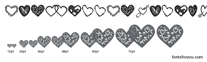 Размеры шрифта HeartsShapesTfb